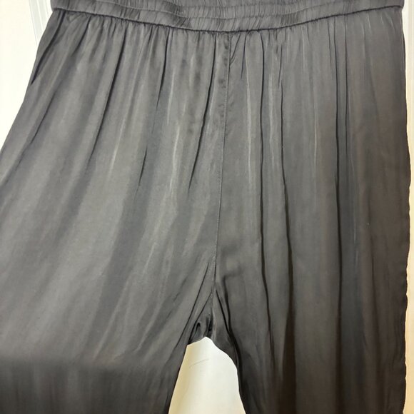 Raquel Allegra Black Silky Tapered Pants Elastic Waist Pull-On Designer Size 3 L - Picture 4 of 6